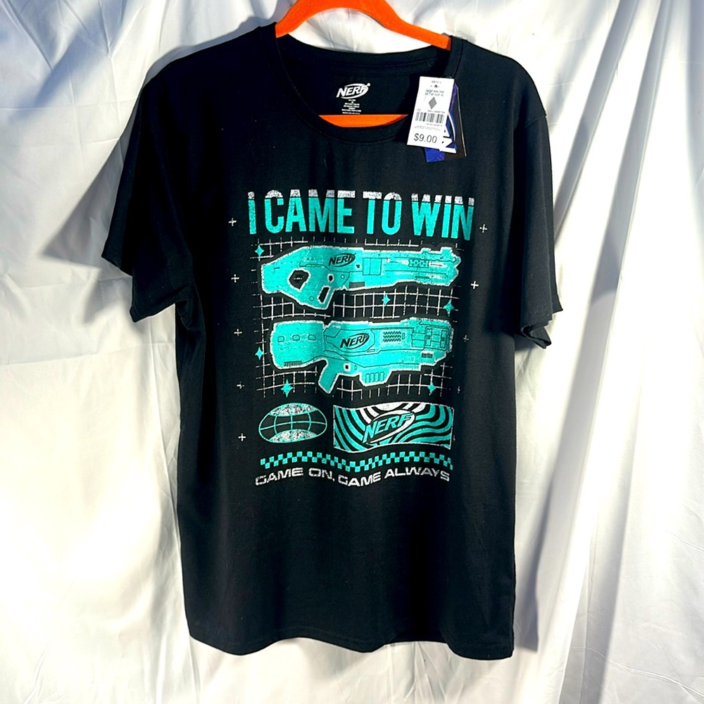 Official Nerf short sleeve t-shirt "I Came to Win" NWT XL Graphic Nerf Gun